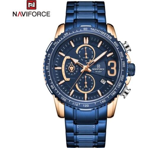 NAVIFORCE Men Watch Luxury Brand Chronograph Casual Quartz Mens Steel Band Waterproof Analog Clock Relogios Masculino 2020 New