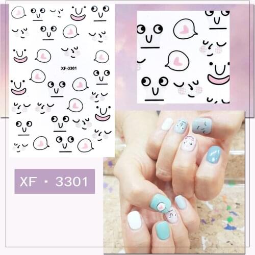 New Fashion Nail Art Decorations Stickers Back Glue DIY Decals Manicure Nails Sticker Design Cartoon Abstract Cute Face