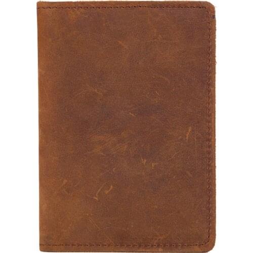 Mens Crazy Horse Genuine Leather Passport Cover Business Unisex Durable Travel Card Holder Wallet Case for All Countries