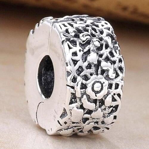 Original Vintage Etched Layers Of Lace Clip Lock Stopper Beads Fit 925 Sterling Silver Charm Bracelet Bangle Diy Jewelry
