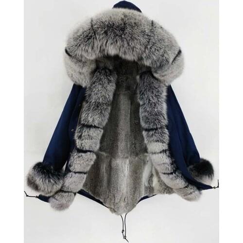 7XL Real Fox Fur Jacket Thick Warm Fur Parkas Man Winter Rabbit Fur Liner Winter Coat Men Clothing Outerwear Streetwear 2021 New