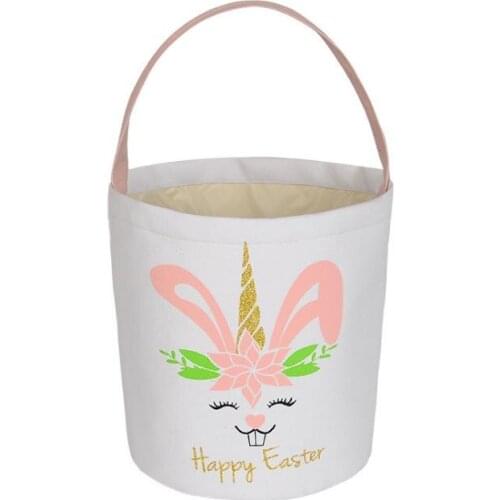 Easter Rabbit Basket Easter Sequins Basket Bunny Bags Rabbit Printed Canvas Tote Bag Egg Candies Baskets SN3638