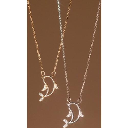 XGC11 Real 925 Sterling Silver Hollow Dolphin Pendant Necklaces Dainty Jewelry for Women Girls