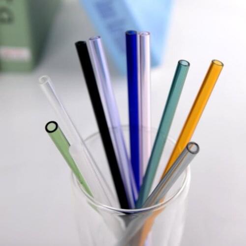 Factory Direct Sale Colored Borosilicate Cocktail Glass Straws 7 Inch 8mm strait drinking straw for party F20173570