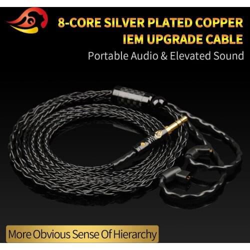 QYFANG 1.2m 8 Core 24K Gold Plated Jack Earphone Upgrade Cable 3.5mm Plug MMCX/2Pin/IE80/A2DC Connector For XBA-Z5 A3 UE18 JH16