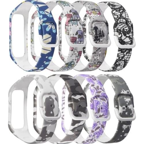 Silicone Watch Strap Wrist Band For Samsung Galaxy Fit-e R375 One-piece Silicone Strap Metal Buckle Printed Strap