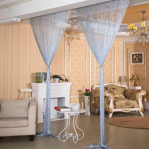 Bedroom Silk Partition Curtain Decorative Hanging Curtain Glitter String Door Curtain Beaded Fly Screen Fringe Window Decoration