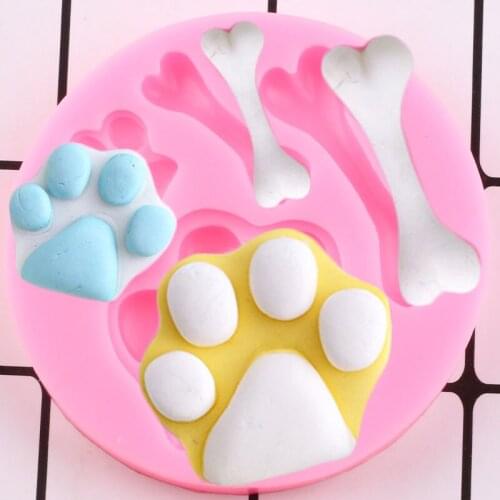 Dog Paw Bones Silicone Mold DIY Fondant Cake Decorative Tools Candy Clay Resin Molds Chocolate Gumpaste Moulds Kitchen Baking