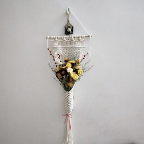Nordic Hand-woven Tapestry Basket Wall Hangings Ins Bedroom Hangings Diy Country House Macrame Wall Hanging Basket Boho Decor