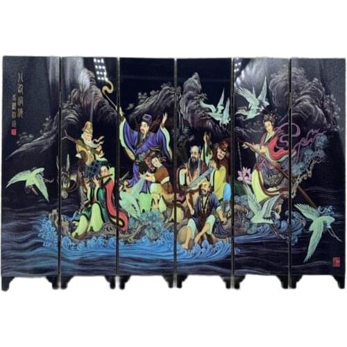 Folding and double faced Chinese movable screen painting decorative picture Eight immortals pictures