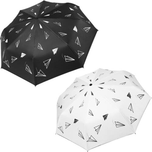 Paper Airplane Folding Rain And Sun Dual-Purpose Female Sunscreen UV Protection Umbrella Three-Fold Umbrella