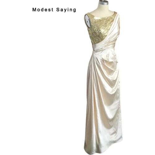 Real Photo Gold and Champagne A-Line Rhinestone Evening Dresses 2017 Plus Size Formal Women Party Prom Gowns vestido longo BE60