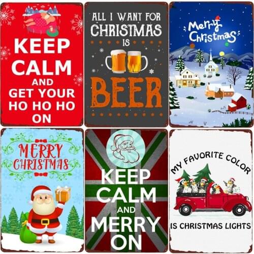 Office Christmas Party Poster Metal Tin Signs Bar Pub Home Decor Christmas tree Wall Painting Santa Claus Vintage Plaque ZSS52