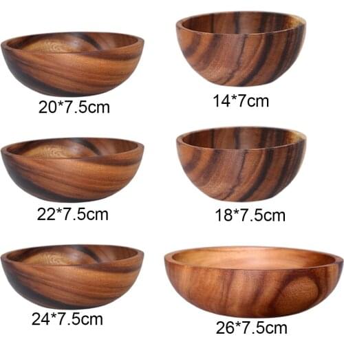 1pc Natural Acacia Wood Bowl Sauce Pasta Snacks Rice Salad Bowl Tableware