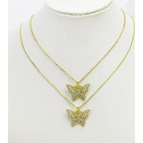 10 Pcs Gold color Butterfly Pendant necklace Zircon Butterfly pendant Jewelry Necklace New design 5169