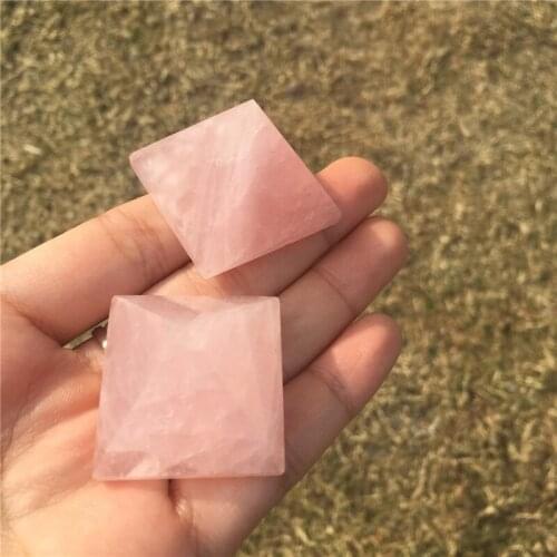 2pcs beautiful natural rose quartz crystal pyramid cute size Tower healing crystals mineral gemstone spirituality tower