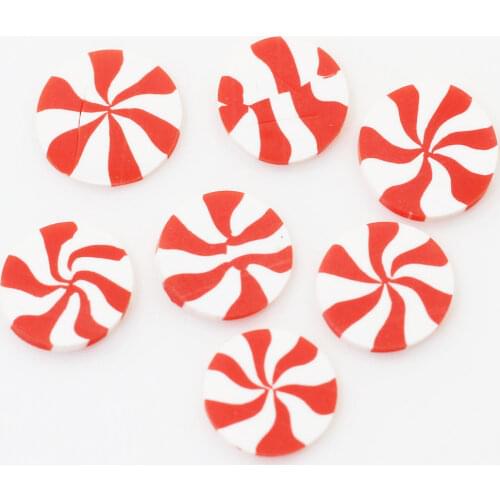 20g/50g Polymerlk Kawaii Loose Beautiful Red White Colors Mixed Curl Swirl Shape Style Round 3D Candy Beads Suitable for DIY