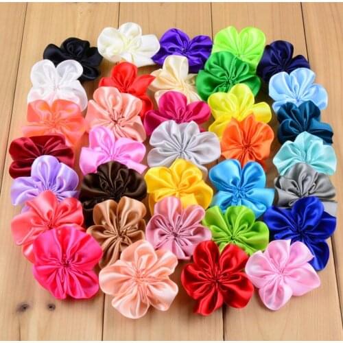 300Pcs/lot DIY Hair Accessories Hand Made Ribbon Flowers 1.8inch 34 Colors For Choose
