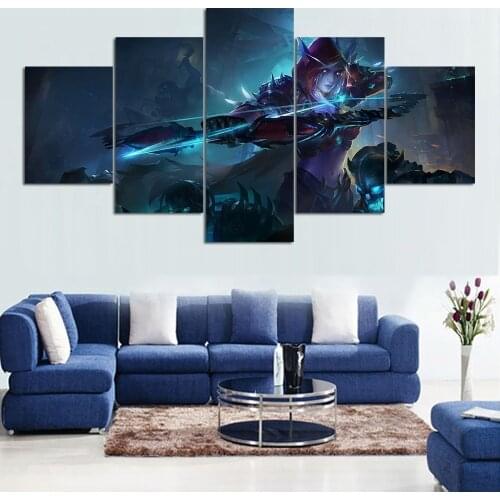 No Framed Canvas 5 Pcs World of Warcraft Game Beauty Archer Wall Art Posters Picture Paintings Home Decor Living Room Decoration