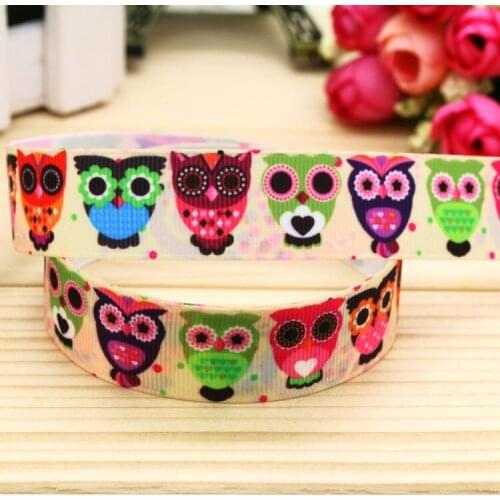7/8'' Free shipping owl printed grosgrain ribbon headwear hair bow diy party decoration wholesale OEM 22mm B1324