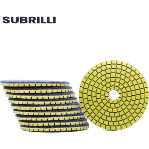 SUBRILLI 3" 10pcs Diamond Polishing Disk Granite Marble Concrete Polish Wet Use Sander Pads Grinding Buffing Diamond Tool