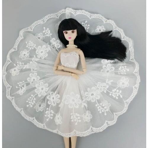 White Floral Ballet Dress For Barbie Doll Outfits 1/6 Dolls Accessories Dancing Clothes 3-layer Skirt Ball Party Gown Kids Toy