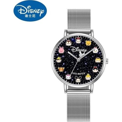 Disney Official Micky Cartoon Woman Lady Children Quartz Watches Luminous Watreproof Girls Kids Party Gift Clock Relogio Femin