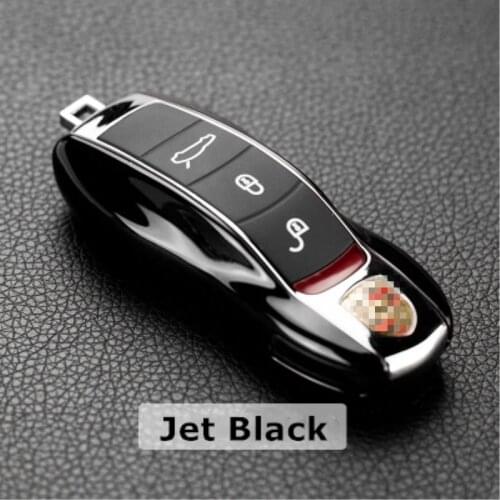 Jet Black FOB Remote Key Case Key Cover Modified Key Shell Replace for Porsche Cayenne Macan 911 Carrera Boxster Cayman Panamera