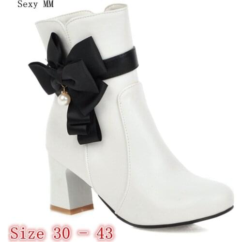 Spring Autumn High Heels Women Ankle Boots High Heel Shoes Woman Short Boots Small Plus Size 30 31 32 33 - 40 41 42 43