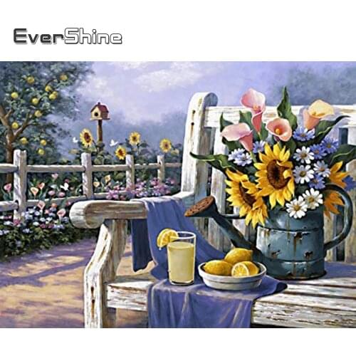 EverShine Diamond Painting Scenery Cross Stitch Kits Diamond Embroidery Chair Mosaic Art Set Full Drill Rhinestones Pictures