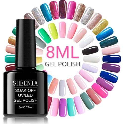 2021 SHEENIA gel nail high class black glass bottle glitter gel polish 83 colors nail polish gel not fall off uv nail polish gel