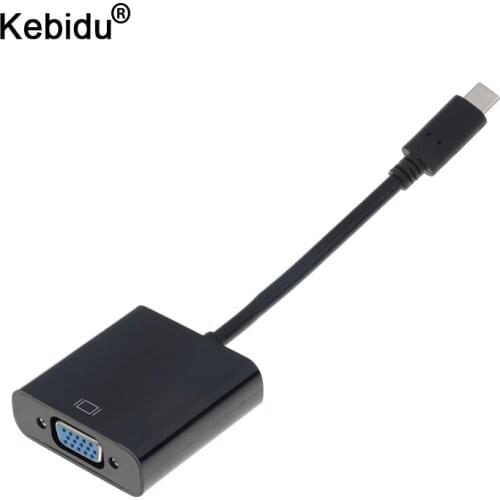 Kebidu Type C To VGA Adapter Cable New USB 3.1 Type-C Male To VGA Female Converter Adapter for Macbook Chromebook Pixel Laptop