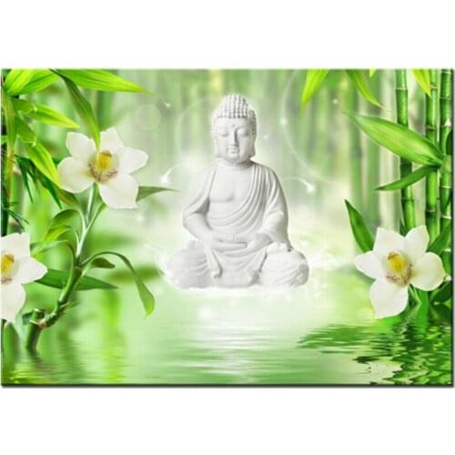 5d white Orchid buddha bamboo Diamond Painting full round Diamond embroidery diy diamond mosaic square wedding decorationZP-1654