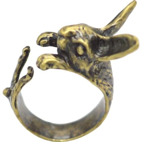 Vintage Animal Rings Adjustable Hippie Chic Handmade Rabbit Bunny Animal Knuckles Rings for Women Girls Charm Punk Jewelry Gift