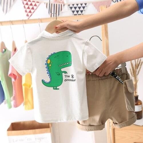 Boys Clothing Set Cute Cartoon Print Short Sleeve Shirt and Shorts Two-piece Suit for Birthday Party Photography 2021 New