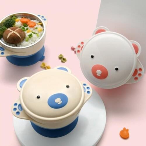 Creative Cartoon Bear Children Bowl Large Capacity BPA Free Kids Insulated Feeding PP Material Bowl Toddler Tableware