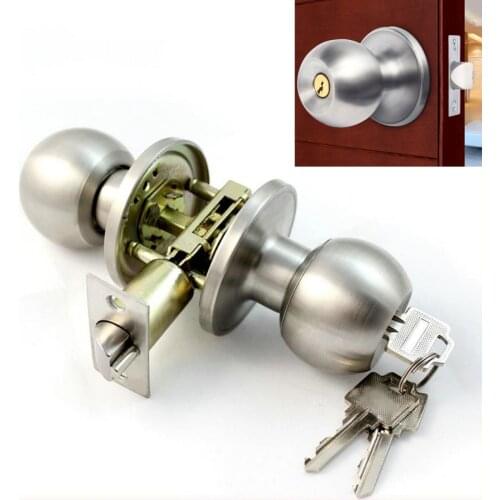24-45mm Stainless Steel Round Door Knobs Rotation Lock Knobset Handle With 3 Key for Bedrooms Living Rooms Bathrooms