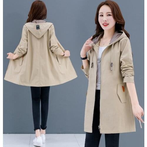 Large Size Womens Jacket 2021 New Autumn Middle-aged mother Long Sleeve Windbreaker Female Casual Hooded Basic Coats Plus Size