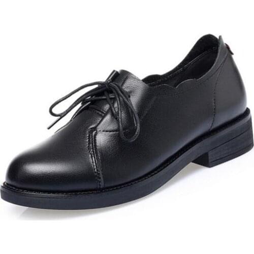 Best Sale 2020 New Spring Women Single Genuine Leather Shoes Fashion Shoes Soft Comfort Elegant Light High Heel Shoes Work Shoes