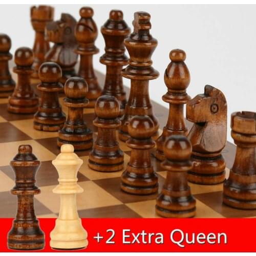 Magnetic Wooden Folding Chess Set with Felted Game Board Interior for Storage Adult Kids Beginner Large Chess Board 39cm*39cm