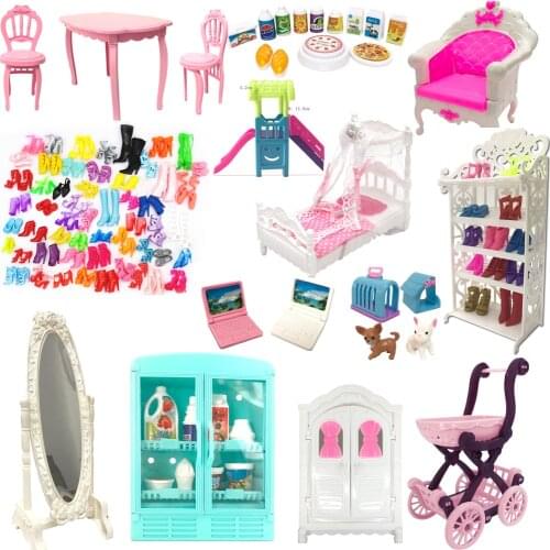 NK 60 Pairs/Set Doll Shoes Fashion Sandals Cute Colorful Assorted High Heels For Barbie Doll Accessories Dress Baby Toy 6X DZ