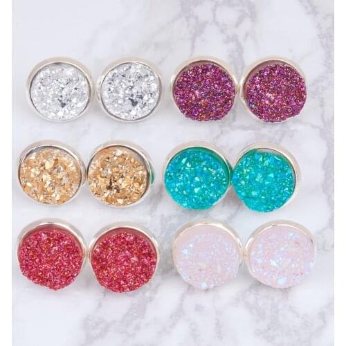 Doreen Box Copper Post Stud Earrings Round Silver Color Light Pink AB Color W/ Stoppers Fashion Jewelry 16mm x 14mm 1 Pair