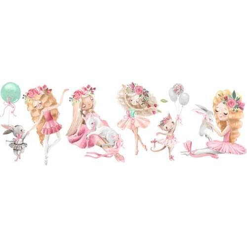 Cute Rabbit Ballet Ballet Girl Wall Stickers for Baby Kids Room Living Room Bedroom Decoration Sticker Home Decor Girl Gift
