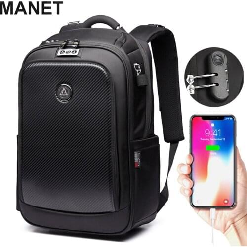 MANET Anti theft Laptop Backpack 14 Inch Large Capacity Bag for Men USB Charging Business Waterproof Travel Backpack mochila