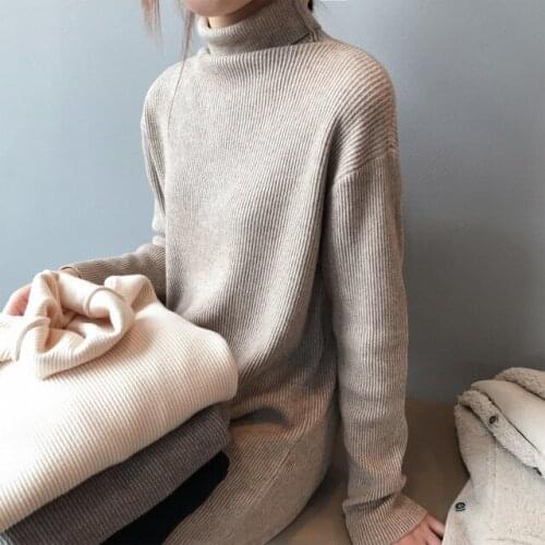 2020 New Autumn Winter Sweater Dress Turtleneck Women Long Knitted Slim Korean Pullover Jumper Cashmere Knit Robe Pull Plus Size