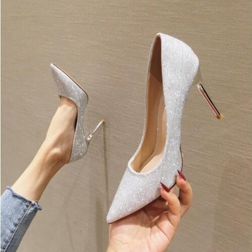 2020 new womens high heels professional banquet wedding shoes handmade leather