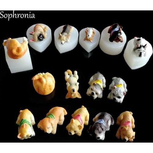 New 15 Styles Dogs Silicone Mould Bulldog Corgi Cake Decorating Tools Sugarcraft Gumpaste Chocolate Fondant Mold C339