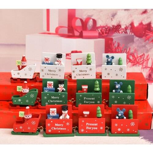 New Christmas Train Painted Wood Christmas Decoration For Home Santa/bear Xmas Kid Toys Ornament Navidad New Year Accessories