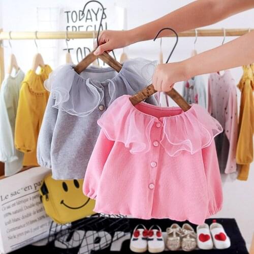Fashion Girls Coat 2020 Autumn Cardigan Kids Children Baby Infants Lace Collar Princess Outwear Jackets Coats Casacos S11276