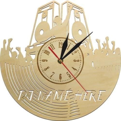 Personalized Custom Dj Wooden Wall Clock Disco Party Decorations Silent Hanging Watch For Music Lover Dj Friend Gift